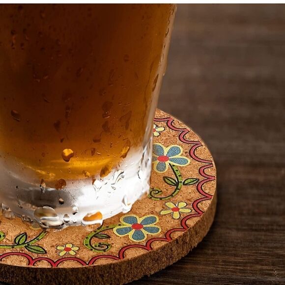 Boho Hippie Set of Four Cork Coasters. NIP - Picture 4 of 5